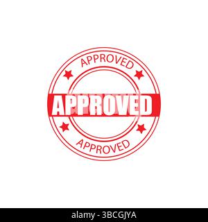 timbro approvato. timbro approvato. Timbro rosso con le parole approvate timbro rosso rotondo vintage. Illustrazione Vettoriale