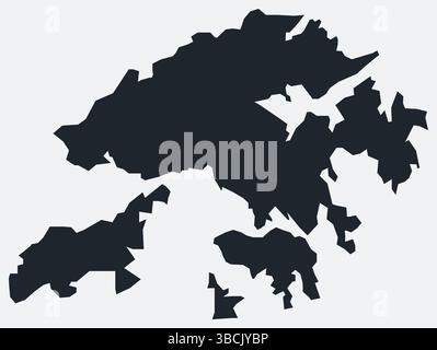 Mappa di Hong Kong. Solo una semplice mappa dei confini. La forma del paese. Profilo di Hong Kong completamente vuoto. Illustrazione del contorno vettoriale. Illustrazione Vettoriale