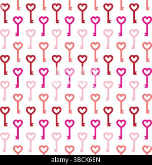 Modello vettoriale senza cuciture di tasti a cuore piatto isolato su sfondo bianco Illustrazione Vettoriale