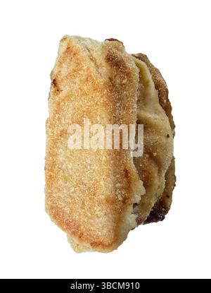 Cotoletta di pollo impanata su sfondo bianco Foto Stock