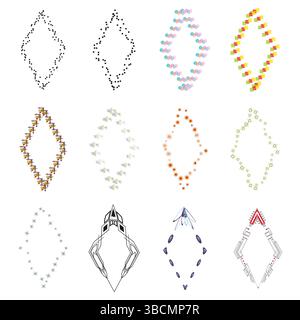 Set di cornici colorate. Profilo decorativo. Raccolta dei confini di Rhombus. Quadri geometrici vettoriali. Illustrazione Vettoriale