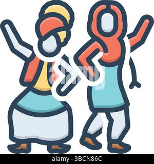 Icona per bhangra dance, bhangra Illustrazione Vettoriale