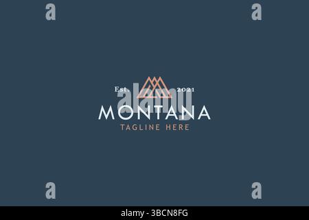Lettera M con logo Mountain silhouette Brand Concept Illustrazione Vettoriale