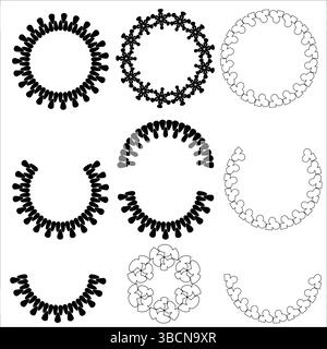 Elementi di ripetizione del cerchio astratto nella moderna progettazione vettoriale per uso decorativo e composizione visiva Illustrazione Vettoriale