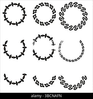 Pacchetto elementi ripetizione circolare astratta Illustrazione Vettoriale