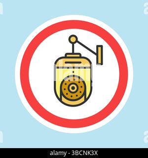 Etichetta di videosorveglianza, adesivo telecamera CCTV Illustrazione Vettoriale