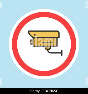 Etichetta di videosorveglianza, adesivo telecamera CCTV Illustrazione Vettoriale