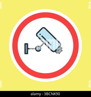 Etichetta di videosorveglianza, adesivo telecamera CCTV Illustrazione Vettoriale