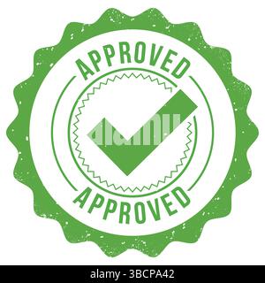timbro approvato. cartello verde tondo grunge vintage approvato, etichetta approvata Illustrazione Vettoriale
