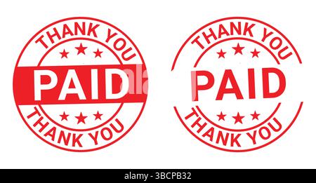 Timbro di gomma a pagamento e grazie grunge,timbro di gomma a pagamento,modello di sigillo di ringraziamento a pagamento,badge di ringraziamento a pagamento Illustrazione Vettoriale