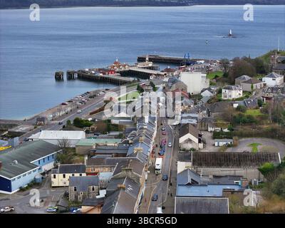 Vista aerea con droni di Dunoon Argyll e Bute Scotland Foto Stock