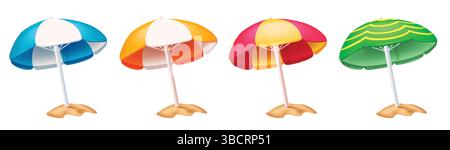 Ombrelli gialli e neri. Illustrazione vettoriale. Isolato su sfondo bianco. Illustrazione Vettoriale