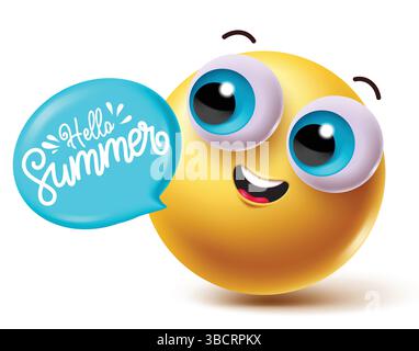 Emoji vettoriale estiva con bolla vocale per il design del saluto estivo, illustrazione vettoriale Illustrazione Vettoriale