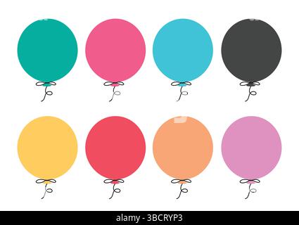 Design vettoriale delle bollature colorate. Palloncini piatti colorati. Clipart bollature. Illustrazione Vettoriale