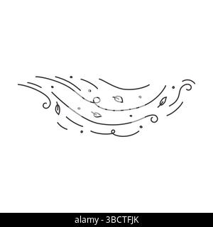 Design vettoriale del vento delle foglie sfondo bianco isolato Illustrazione Vettoriale