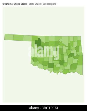 Oklahoma, Stati Uniti. Semplice mappa vettoriale. Stato forma. Stile regioni solide. Confine dell'Oklahoma. Illustrazione vettoriale. Illustrazione Vettoriale