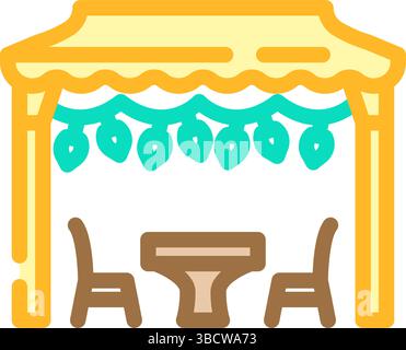 illustrazione vettoriale dell'icona del colore del fitness sostenibile del rifugio all'aperto della tenda Illustrazione Vettoriale