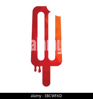 Modello logo bacchetta gelato. Illustrazione dell'icona del vettore della bacchetta del gelato. Concetto icona di Sweet Food. Illustrazione Vettoriale