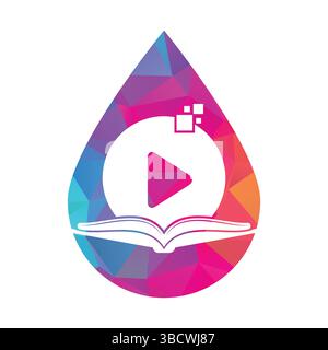 Modello icona design logo supporti libro. Illustrazione del design del simbolo del logo Book Play. Illustrazione Vettoriale
