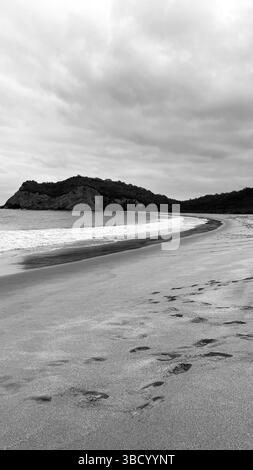 Ritratto in bianco e nero della bellezza della spiaggia di Los Frailes nella natura incontaminata del Parco Nazionale di Machalilla in Ecuador. Foto Stock