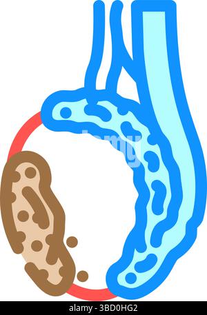 illustrazione vettoriale dell'icona a colori urologica del cancro testicolare Illustrazione Vettoriale