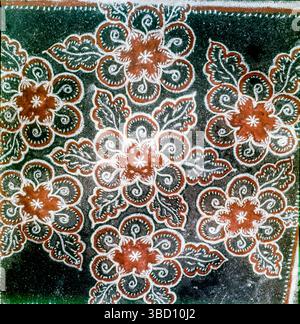 Rangoli, Design with Powder Chowk, Floral Rangoli on Festival. Foto Stock
