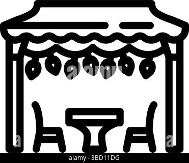 illustrazione vettoriale icona linea fitness sostenibile per il benessere all'aperto della tenda Illustrazione Vettoriale