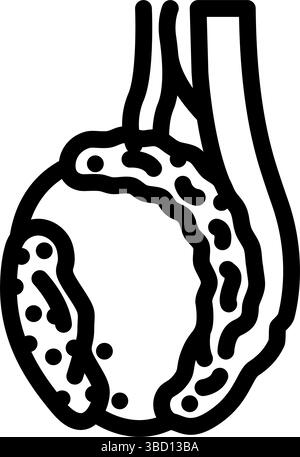 illustrazione vettoriale dell'icona della linea urologica del cancro testicolare Illustrazione Vettoriale