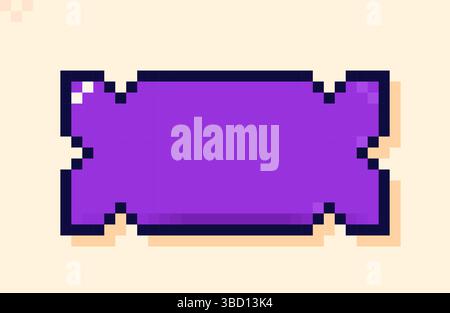Fumetto viola disegnato in stile pixel art a 8 bit. Illustrazione Vettoriale