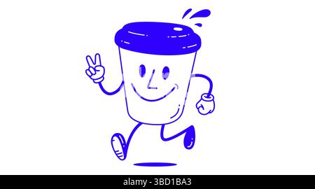 Tazza di caffè, divertente mascotte personaggio Illustrazione Vettoriale