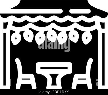 illustrazione vettoriale icona glifo fitness sostenibile per il benessere all'aperto della tenda Illustrazione Vettoriale