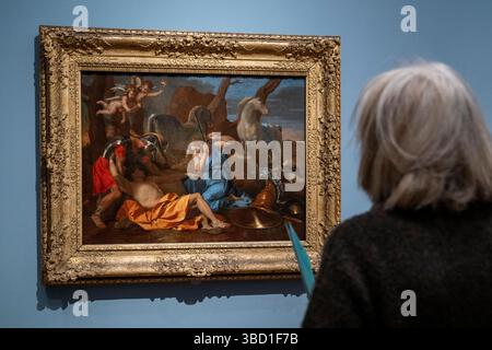 Londra, Regno Unito. 22 maggio 2025. 'Tancred and Erminia', intorno al 1634, di Nicolas Poussin, uno dei 18 dipinti del Barber Institute of fine Arts, Università di Birmingham, esposto alla Courtauld Gallery dal 23 maggio 2025 al 22 febbraio 2026, mentre il Barber subisce importanti lavori di ristrutturazione. Crediti: Stephen Chung / Alamy Live News Foto Stock