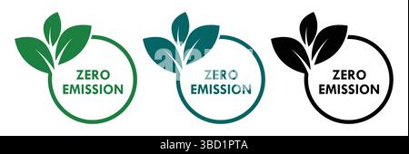 Illustrazione modello logo emissioni zero. adatto per industria, ecologia, medicina, inquinamento, automobile. Illustrazione Vettoriale