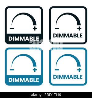 Modello vettoriale con logo a LED regolabile, etichetta dimmerabile. Illustrazione a intensità regolabile per logo, cartello, simbolo, logo o emblema della confezione del prodotto. Illustrazione Vettoriale