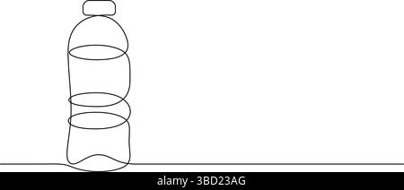 bottiglia d'acqua potabile a una linea disegno continuo minimalismo copia decorazione spazio Illustrazione Vettoriale