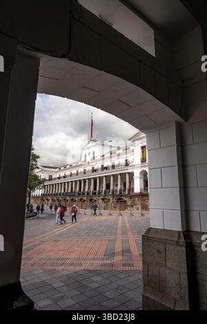 Palazzo Carondolet o Palazzo Presidenziale a Quito, Ecuador. Foto Stock