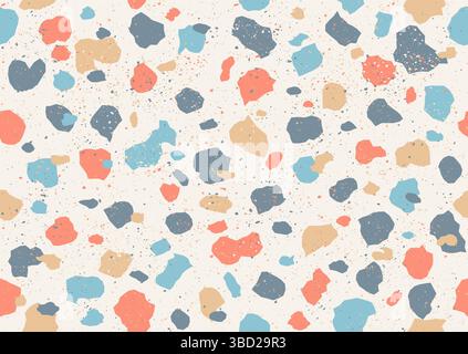 Motivo vettoriale vintage senza cuciture in stile retrò. Motivo retrò colorato con texture terrazzo. Tessuto vintage vettoriale in pietra. Illustrazione Vettoriale