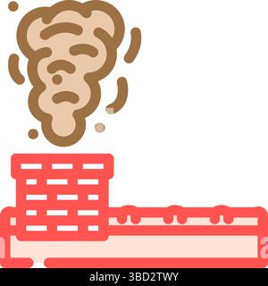 illustrazione vettoriale dell'icona del colore del fumo emessa dal camino domestico Illustrazione Vettoriale