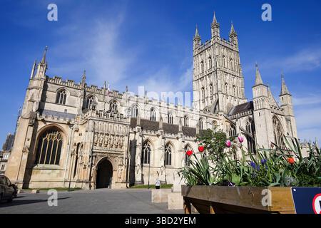 Gloucester Cathedral dal College Green Foto Stock