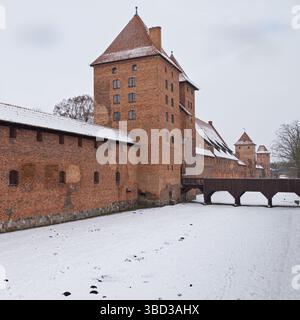 Fossato secco e porta del Castello inferiore di Malbork, Polonia. Foto Stock