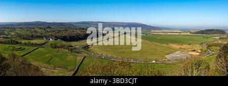 Vista a ovest dal castello di Stirling attraverso Flanders Moss, Stirling, Scozia, Regno Unito Foto Stock