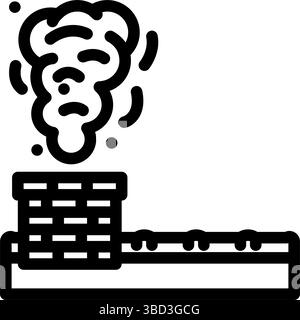 illustrazione vettoriale dell'icona della linea di fumo emessa dal camino domestico Illustrazione Vettoriale