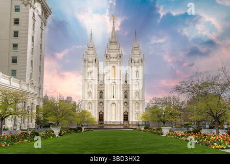 Temple Square a Salt Lake City Foto Stock