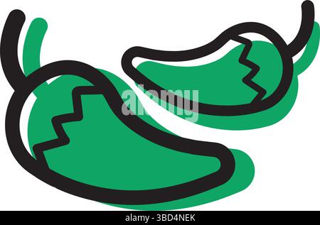 Icona di due peperoncini. Vettore Illustrazione Vettoriale