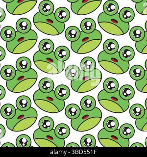 Disposizione della faccia verde della rana. Vettore Illustrazione Vettoriale