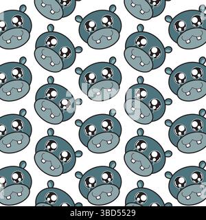Set di testine per cartoni animati Hippo. Vettore Illustrazione Vettoriale