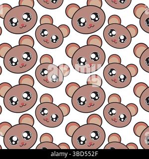 Faccia da orso stile di ripetizione. Vettore Illustrazione Vettoriale