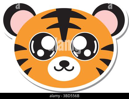 Cartoni animati con testa di tigre sorridente. Vettore Illustrazione Vettoriale