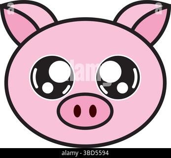 Faccia da cartone animato rosa. Vettore Illustrazione Vettoriale