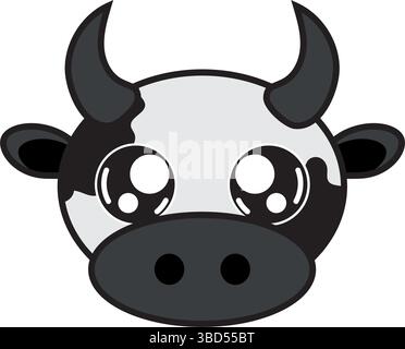 Icona della testa del cartone animato Bull. Vettore Illustrazione Vettoriale